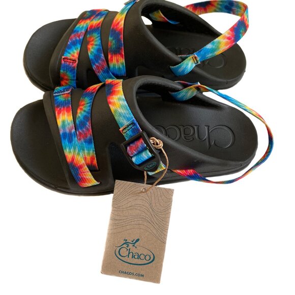 CHACO Chillos Sport Kids Dark Tie Dye Outdoor Performance Sandals Youth 4 - Picture 4 of 9